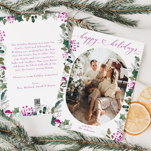 Niedliche Farbkalligrafie Foto Holiday Card Feiertagskarte