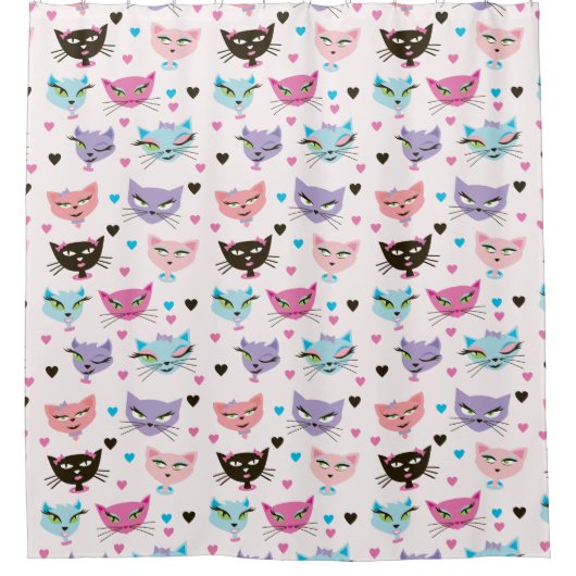 Niedliche Farbkatzen Duschvorhang (Vorderseite)