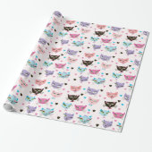 Niedliche Farbkatzen Geschenkpapier (Ungerollt)