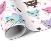 Niedliche Farbkatzen Geschenkpapier (Rolleneckpunkt)