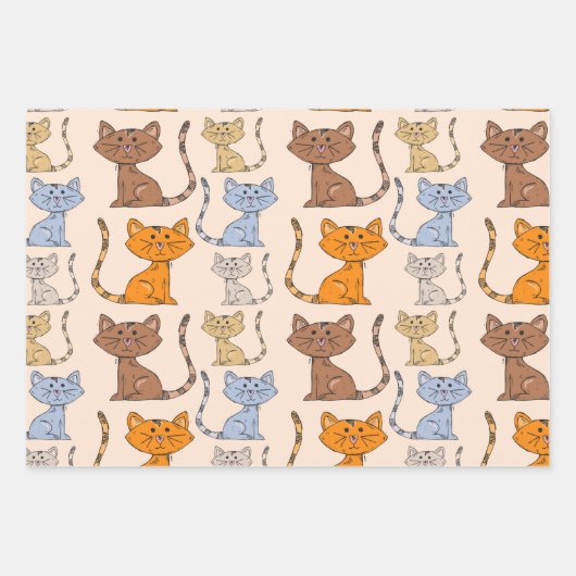 Niedliche Farbkatzenwaschpapier Set Geschenkpapier Set (Vorderseite)