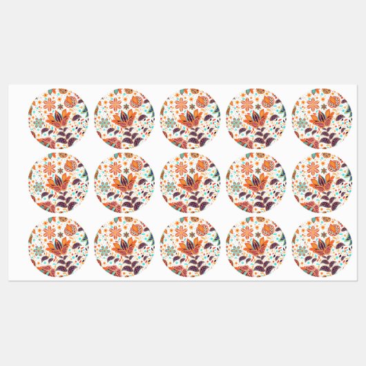Niedliche Farbklassiker mit Blumenmuster Etiketten (Blatt)