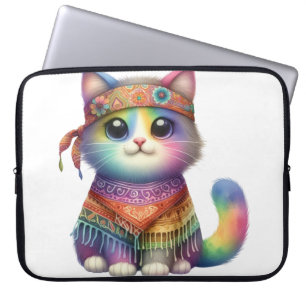NIEDLICHE FARBLETTE HIPPIE CAT-SMILING-GRUPPE LAPTOPSCHUTZHÜLLE
