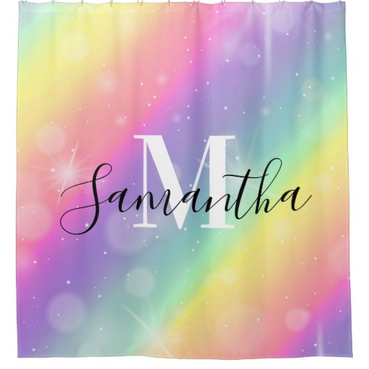 Niedliche Farbmonogramm Duschvorhang (Vorderseite)