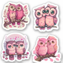 NIEDLICHE FARBPINK LIEBE OWL VALENTINIES STICKERS AUFKLEBER