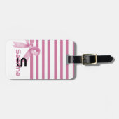 Niedliche Farbrosa Streifen Gepäckanhänger (Vorderseite horizontal)