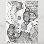 Niedliche Farbseite für Kühe im Hochland (Vorderseite)