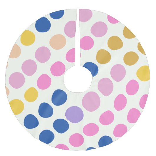 Niedliche Farbtupfer Fun Pattern Blau Pink Polyester Weihnachtsbaumdecke (Vorderseite)