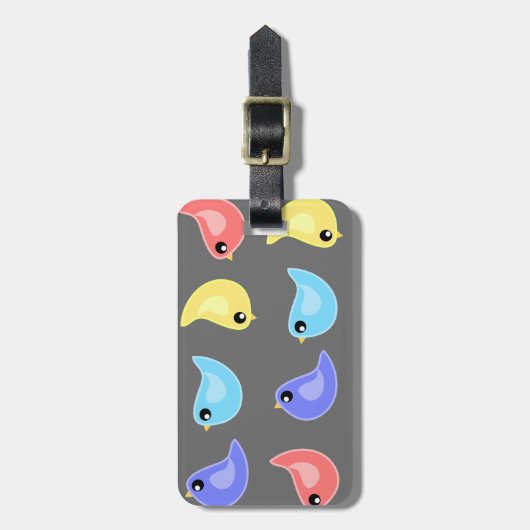 Niedliche Farbvögel, graue Gepäckmarke Gepäckanhänger (Vorderseite vertikal)