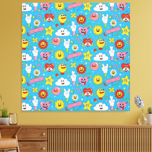 Niedliche Farbzeichen Pop Kunst Leinwand (Insitu (Wohnzimmer))