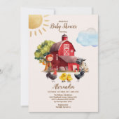 Niedliche Farm Animals Greenery Boy Barn Baby Dusc Einladung (Vorderseite)