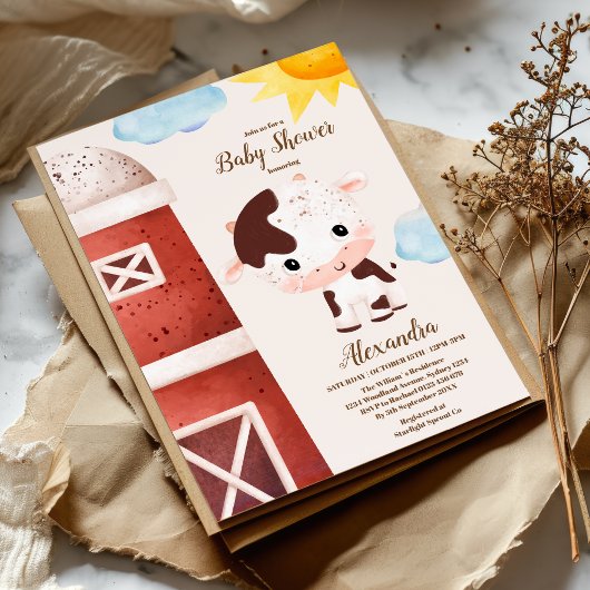 Niedliche Farm Animals Greenery Boy Barn Baby Dusc Einladung