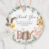 Niedliche Farm Animals Greenery Boy Barn Baby Dusc Geschenkanhänger (Rückseite)