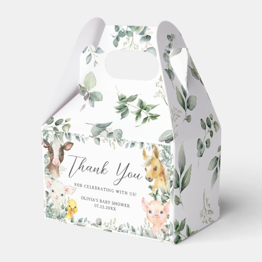 Niedliche Farm Animals Greenery Boy Barn Baby Dusc Geschenkschachtel (Rückseite)