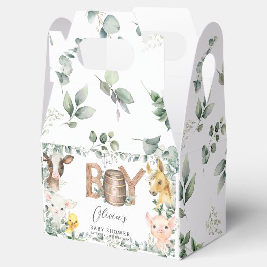Niedliche Farm Animals Greenery Boy Barn Baby Dusc Geschenkschachtel (Geöffnet)