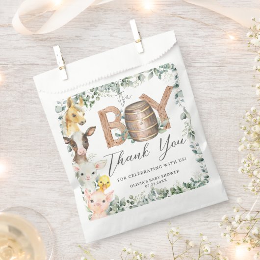 Niedliche Farm Animals Greenery Boy Barn Baby Dusc Geschenktütchen (Ausgeschnitten)