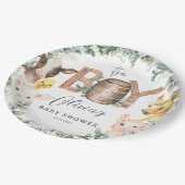 Niedliche Farm Animals Greenery Boy Barn Baby Dusc Pappteller (Schrägansicht)