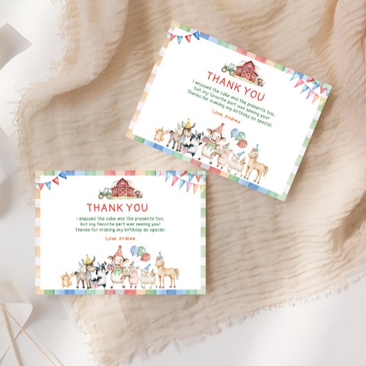 Niedliche Farm Barnyard Geburtstag Vielen Dank Dankeskarte