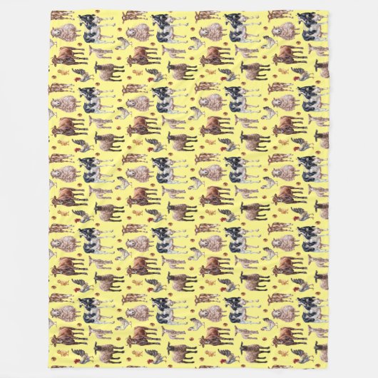 Niedliche Farm Barnyard Tiere Kühe Schafe Hühner S Fleecedecke (Vorderseite)