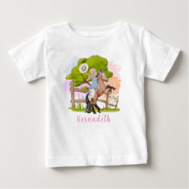 Niedliche Farm Blond Girl Geburtstag Baby T-shirt