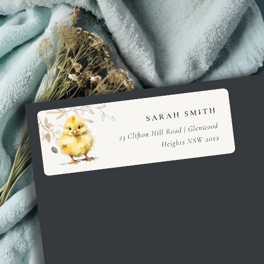 Niedliche Farm Chick Watercolor Blumenadresse