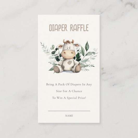 Niedliche Farm Cow Foliage Diaper Raffle Baby Dusc Begleitkarte (Vorderseite)