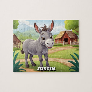 Niedliche Farm Donkey Personalisiert Puzzle
