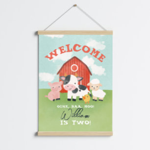 Niedliche Farm Tier Barnyard 2. Geburtstag Willkom Poster