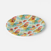 Niedliche Farm Wasserfarbene Hühner Geburtstag Pappteller (Schrägansicht)