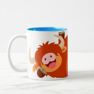 Niedliche faule Cartoon-Hochland-Kuh-Tasse Zweifarbige Tasse