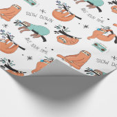 Niedliche faule Sloths Geschenkpapier (Ecke)