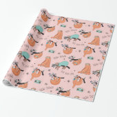 Niedliche faule Sloths-rosa Geschenk-Papier Geschenkpapier (Ungerollt)