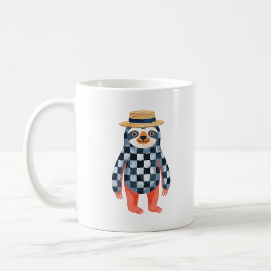 Niedliche Faultier-Boater-Mütze-Mug Kaffeetasse (Links)
