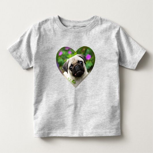 Niedliche Fawn Cfarbige Mops Welpe Hunde Gesicht F Kleinkind T-shirt (Vorderseite)