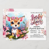 Niedliche Fawn Princess Woodland Girl Babydusche Einladung (Vorne/Hinten)