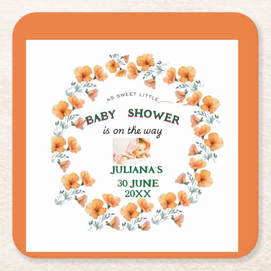 niedliche Federbaby-Dusche Rechteckiger Pappuntersetzer (Vorderseite)