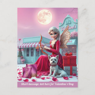 Niedliche Fee als Cupid Sunset Hund Geschenkboxen  Postkarte