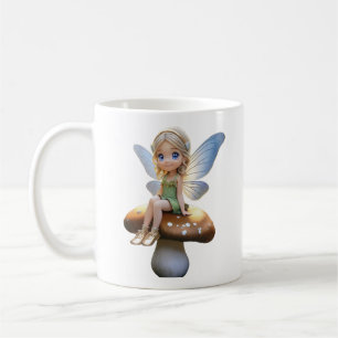 Niedliche Fee auf einer Mushroom-Tasse Kaffeetasse