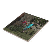 Niedliche Fee Füttre einen Vogel Fliese (Seite)