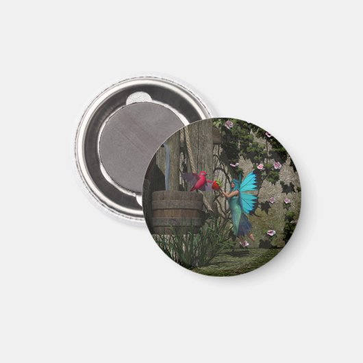 Niedliche Fee Füttre einen Vogel Magnet (Vorderseite/Rückseite)