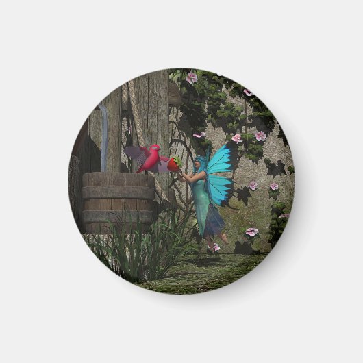 Niedliche Fee Füttre einen Vogel Magnet (Vorne)