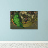 Niedliche Fee im Boot mit Feuerwehrleuten Leinwanddruck (Insitu (Holzboden))