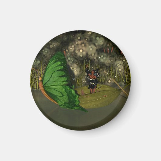 Niedliche Fee im Boot mit Feuerwehrleuten Magnet (Vorne)