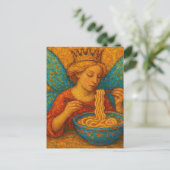 Niedliche Fee mit Blue Wings Eating Ramen Postkarte (Stehend Vorderseite)