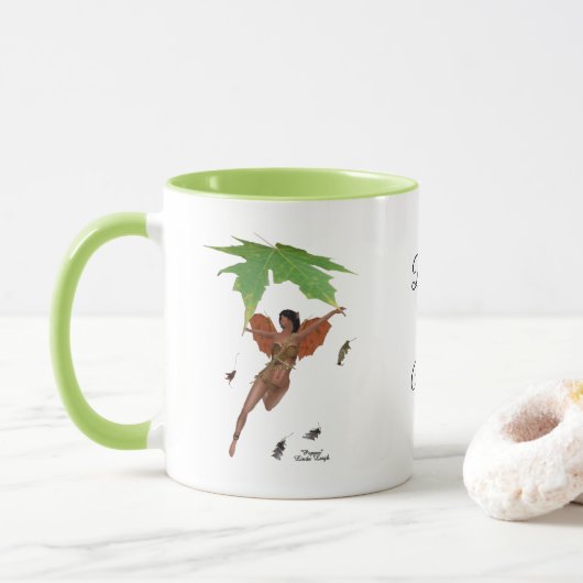 Niedliche Fee mit braunen Wings Kaffeemaschine Tas Tasse (Mit Donut)