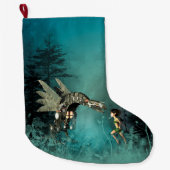 Niedliche Fee mit Dampfdrachen Großer Weihnachtsstrumpf (Vorderseite)