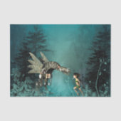 Niedliche Fee mit Dampfdrachen Seidenpapier (Vorderseite)