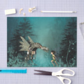 Niedliche Fee mit Dampfdrachen Seidenpapier (Handwerk)