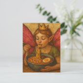 Niedliche Fee mit rosa Wings Eating Ramen Postkarte (Stehend Vorderseite)