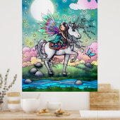 Niedliche Fee Reiten Einhorn Kunst für Kinder Whim Poster (Küche)